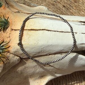 Sterling-Style sterling silver Beaded Stretch Bracelet in Metallic Gray